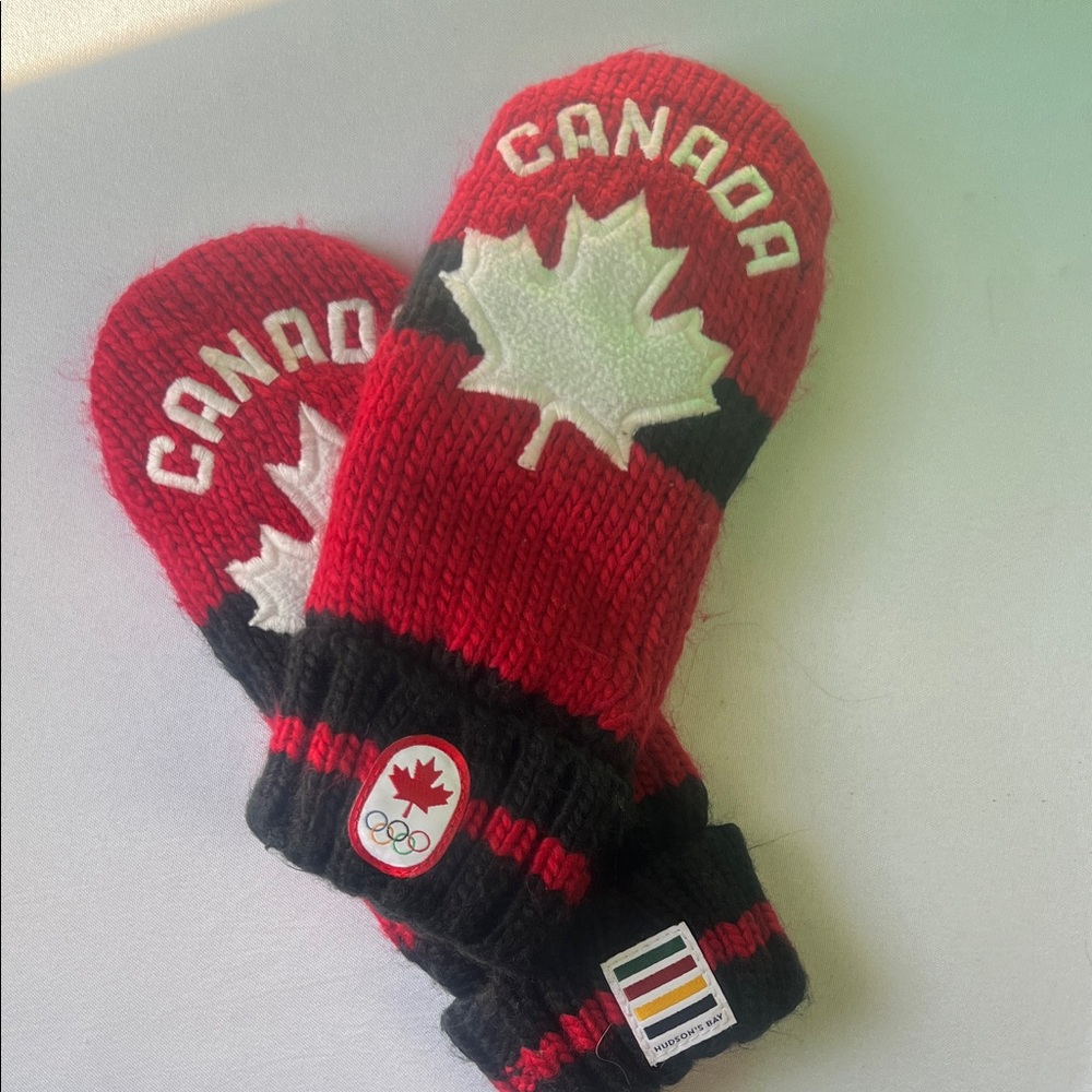 Canadian Olympic Red and Black Mittens
